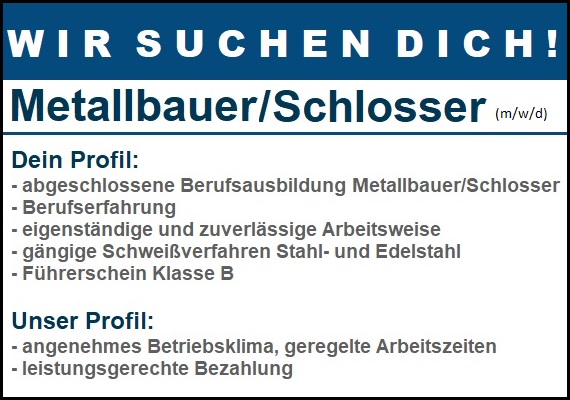 Stellenanzeige Metallbauer Trier